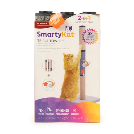 Smartykat Triple Tower Carpeted Cat Scratch Post 09406-99997-004